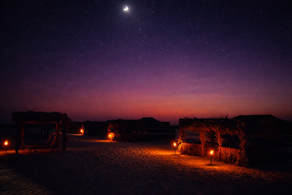 Ocean Camp Bar Al Hikman by night Ocean Camp Bar Al Hikman by night
