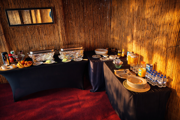 Breakfast buffet at Ocean Camp Bar Al Hikman Breakfast buffet at Ocean Camp Bar Al Hikman