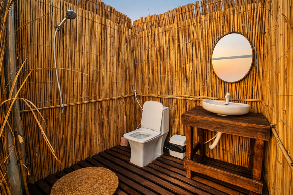 Shared bathrooms at Ocean Camp Bar Al Hikman Shared bathrooms at Ocean Camp Bar Al Hikman