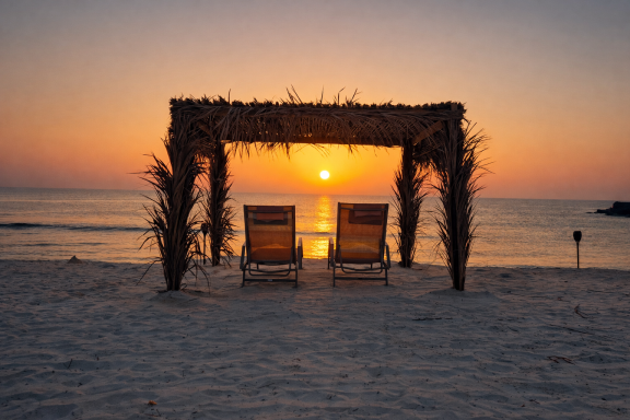 Sun loungers at Ocean Camp Bar Al Hikman Sun loungers at Ocean Camp Bar Al Hikman