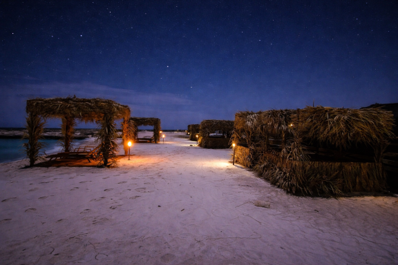 Ocean Camp Bar Al Hikman by night Ocean Camp Bar Al Hikman by night
