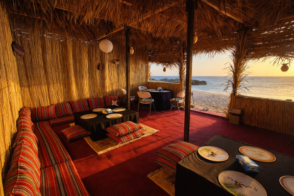 Restaurant and lounge at Ocean Camp Bar Al Hikman Restaurant and lounge at Ocean Camp Bar Al Hikman