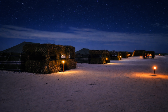 Ocean Camp Bar Al Hikman by night Ocean Camp Bar Al Hikman by night