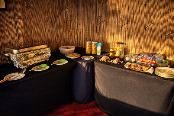 Breakfast buffet at Ocean Camp Bar Al Hikman Breakfast buffet at Ocean Camp Bar Al Hikman